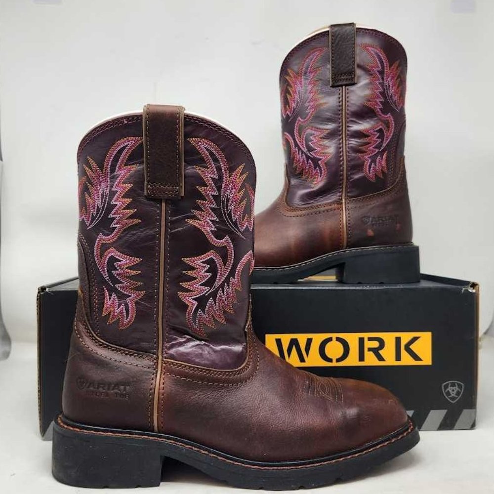 Women's 8.5 Ariat Krista Steel Toe work cowboy boots Dark Tan / Fig 10009494